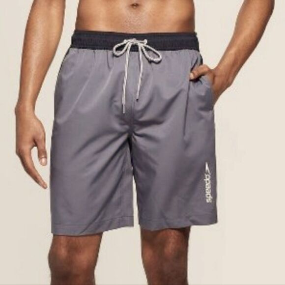 NWT Speedo Men's Marina Long Volley Swim Trunks 2-Way Stretch - Picture 1 of 5